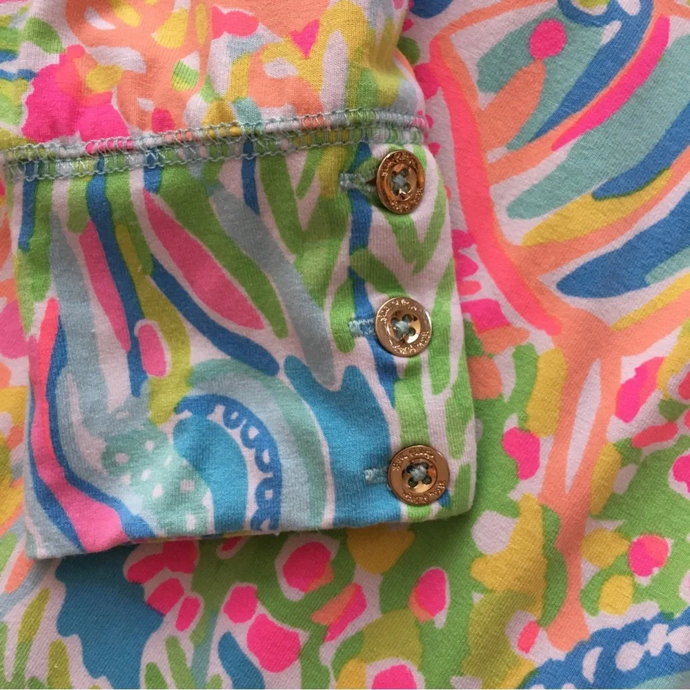 Lili Pulitzer xs long sleeve coral kelp sea neon fireworks stretch spandex dress - Picture 10 of 11